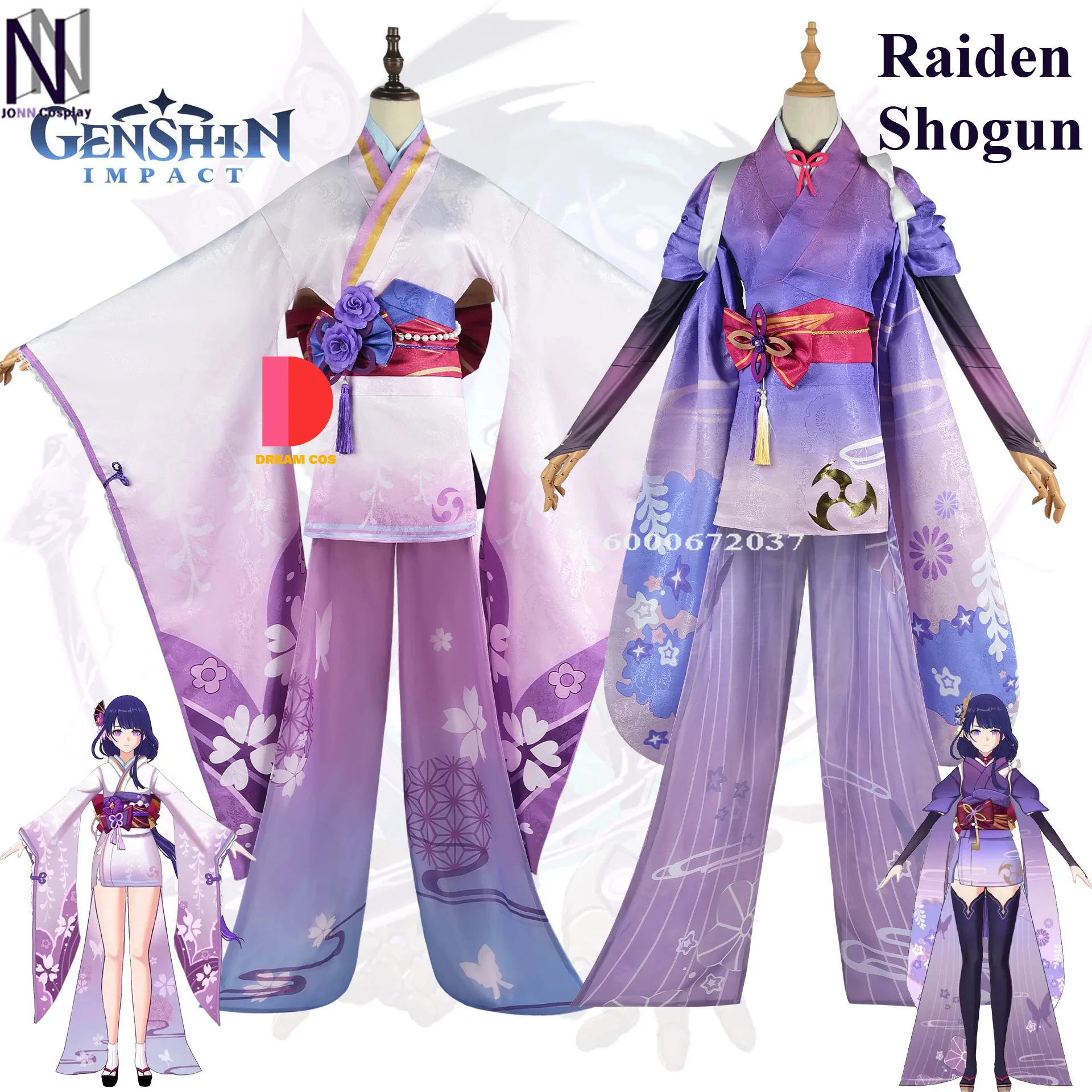 

Genshin Impact Game Raiden Shogun Baal Cosplay Costume Anime Girls Lolita Dress Wig Halloween Disguise Outfits Fantasia Clothes