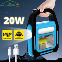 Solar Usb Rechargeable 3-in-1 Cob Led Camping Lantern Flashlight Device Charger Outdoor Emergencie Tent Light Portable Work Lamp