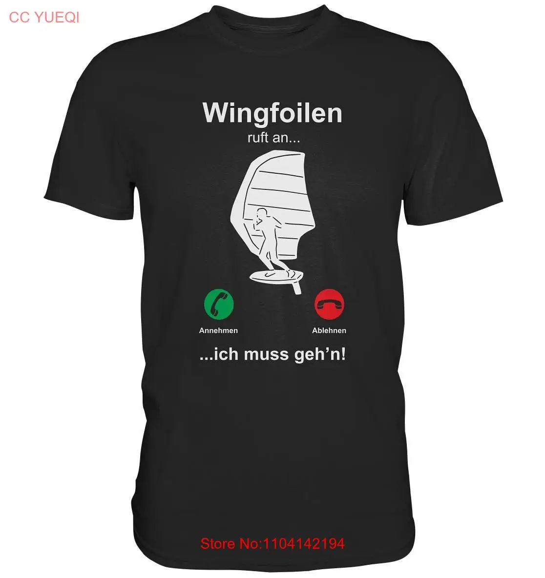 

Wingfoiling Is Calling Funny Wingfoil T Shirt Premium long or short sleeves
