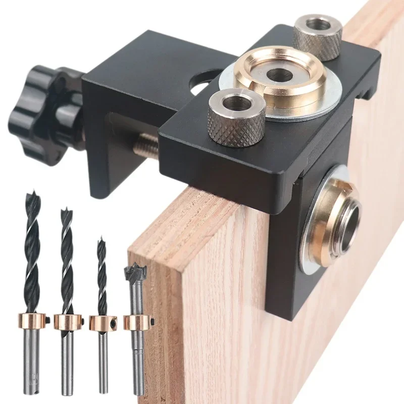 Woodworking 3-in-1 Hole Punch Locator Dowel Jig Furniture Drilling Guide Pocket Hole Jig Woodworking Drilling Positioning Tool