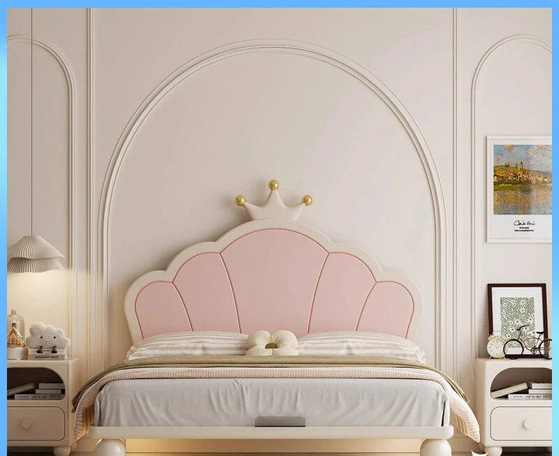 

Customizable 1.5m full solid wood bed children's room girl princess new single bed milk