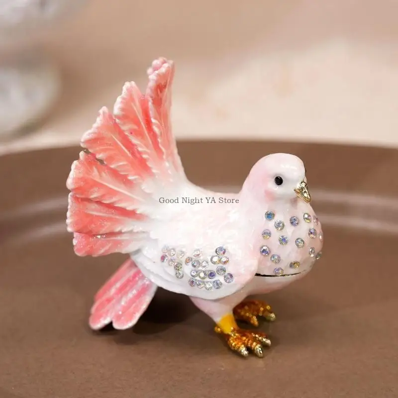 

Premium Metal Bird Figurine Box With Enamel Finish For Safekeeping Valuables And Gifts Jewelry Organiser