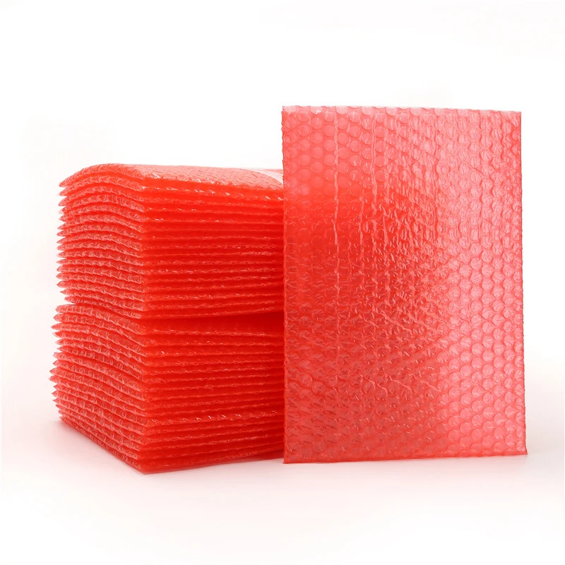 100Pcs/Pack Poly Bubble Mailer Waterproof Padded Envelopes Red Plastic Courier Bag Electronic Component Anti-static Bubble Bags