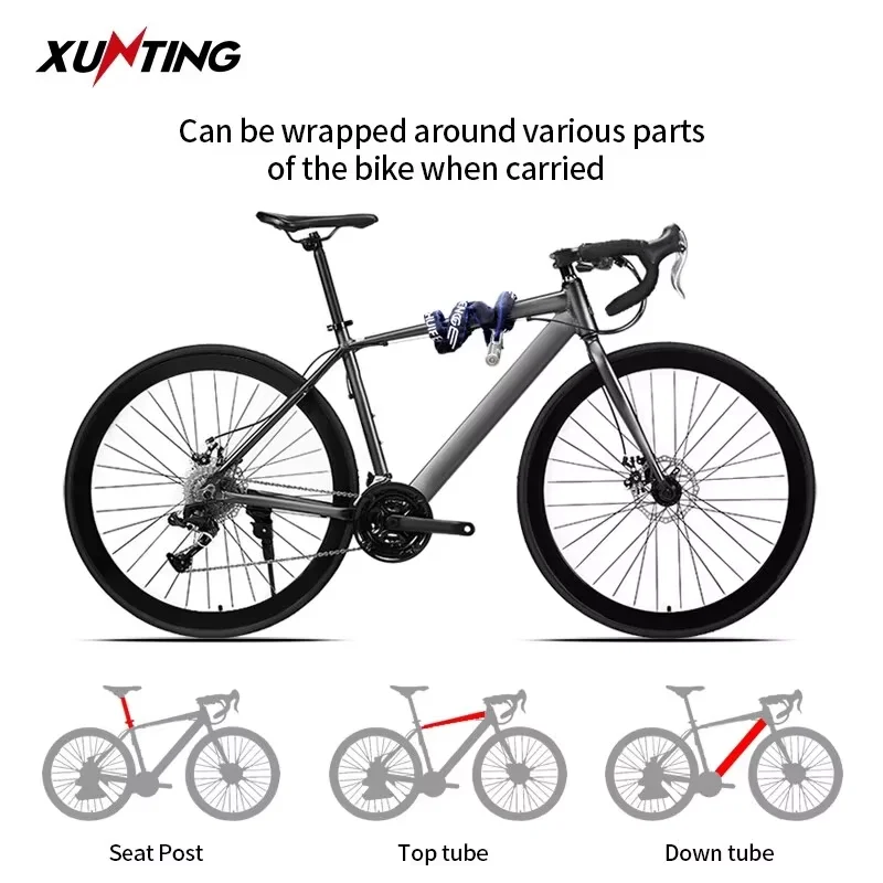 Xunting Bike Chain Lock Heacy Duty Stronger Security lock Anti-Theft Bicycle Lock for Road Mountain Bikes