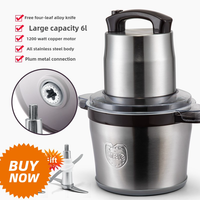 6L Electric Meat Grinders Food Crusher 6S Stainless Steel Multifunctional Vegetable Slicer Processor Chopper Kitchen Appliances