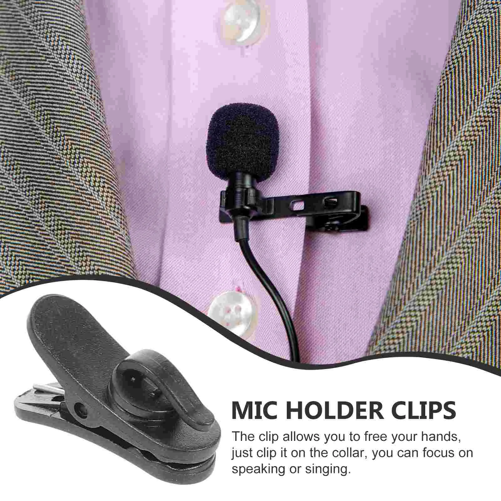 20 Pcs Microphone Clip Collar Lavalier Wire Clips Abs Lapel Clamp Tie Premium Material Hands Free Speaking Singing