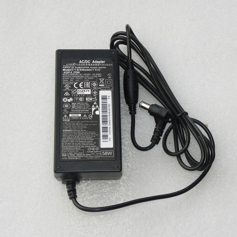 

Original 14V 4.143A 4.14A 58W AC/DC Adapter Charger A5814_FPN A5814_DSM For Samsung SyncMaster T27A750 PS30W-14J1 TC242 S24D590L