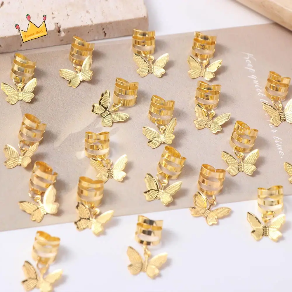 20 قطعة فراشة الجوف خارج الشعر الدائري الرهبة أقفال المعادن الكفة كليب المجدل الخرز تجديل الشعر DIY بها بنفسك الشعر جديلة أنابيب ديكور #1