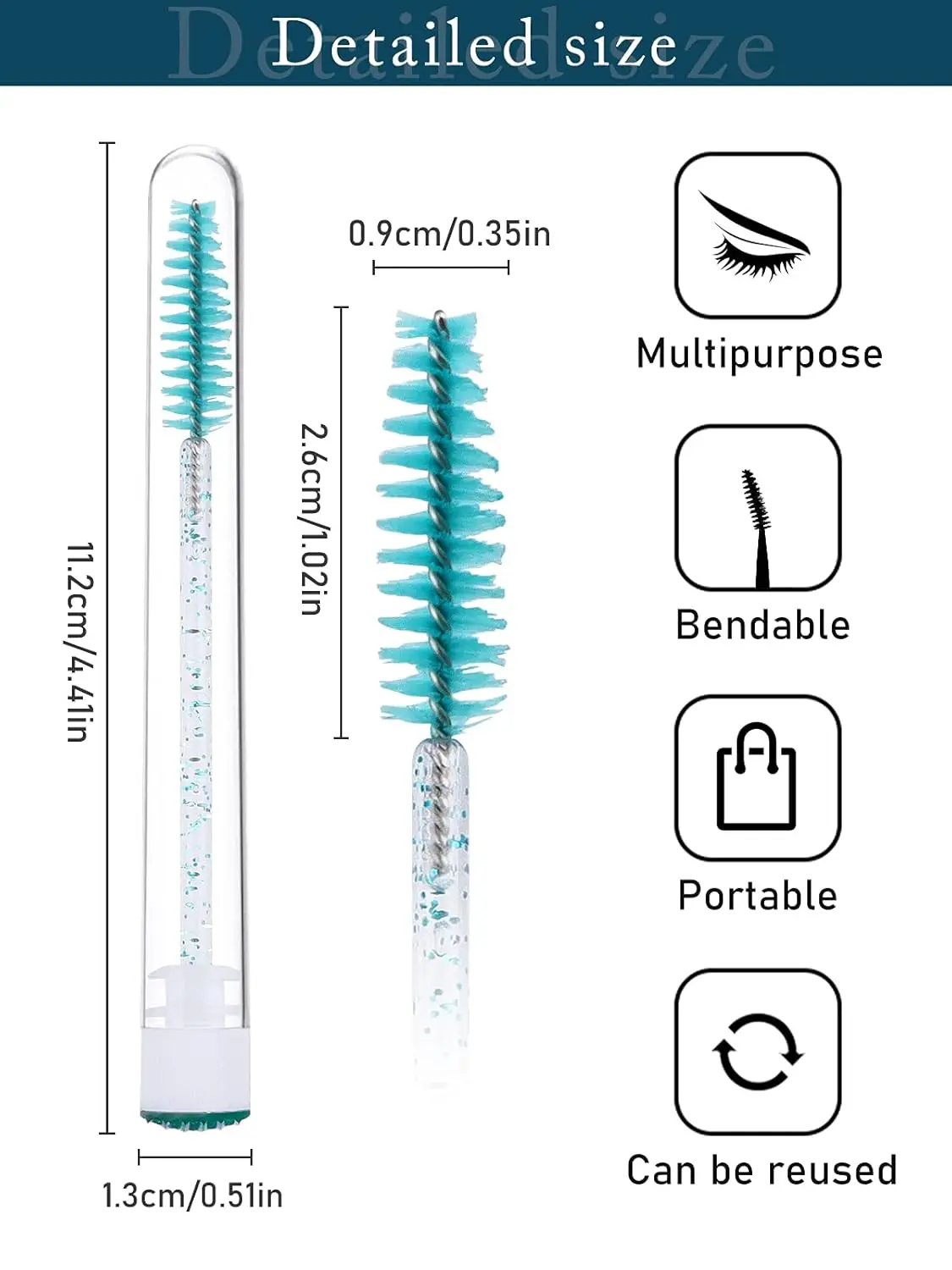 Brosse à cils jetable bleue, 40 pièces, brosse à cils en diamant, bâton de cils, Tube d'hygiène, outils de maquillage, fournitures d'extension de cils