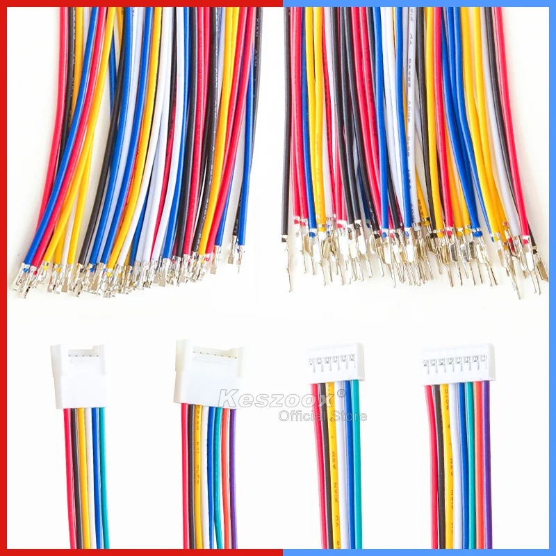 Tcenofoxy JST HY2.0mm Extension Wire Cable Connector 2/3/4/5/6/7/8/9/10Pin 10/20/30/50/40/25cm Male Female Socket Terminal 22AWG