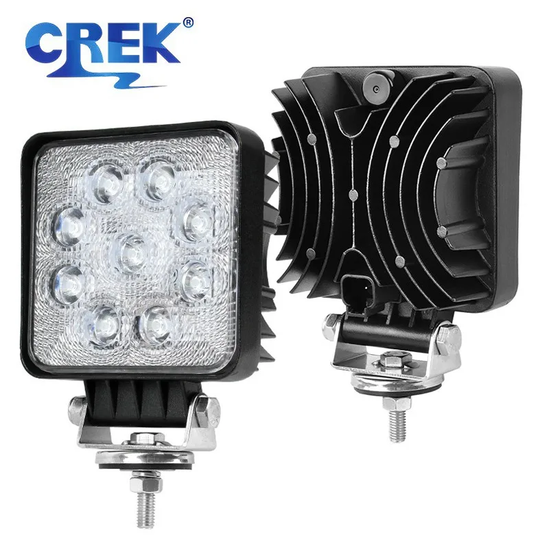 27W 12V 24V Square Excavator LED Work Light Driving Lamp Heavy Duty Flood Spot DT04 Connector for Car Tractor Offroad SUV Truck