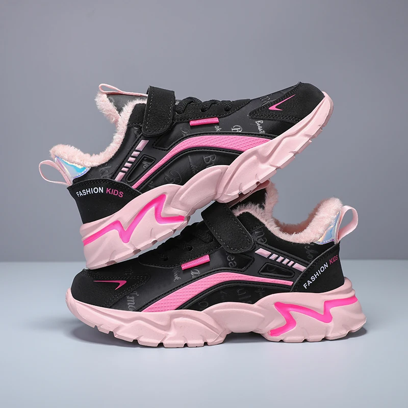 

Autumn winter Kids teens Sneakers Shoe Girls Sport Child leather Leisure Casual Warm Fashion easy matching damping Running Shoes