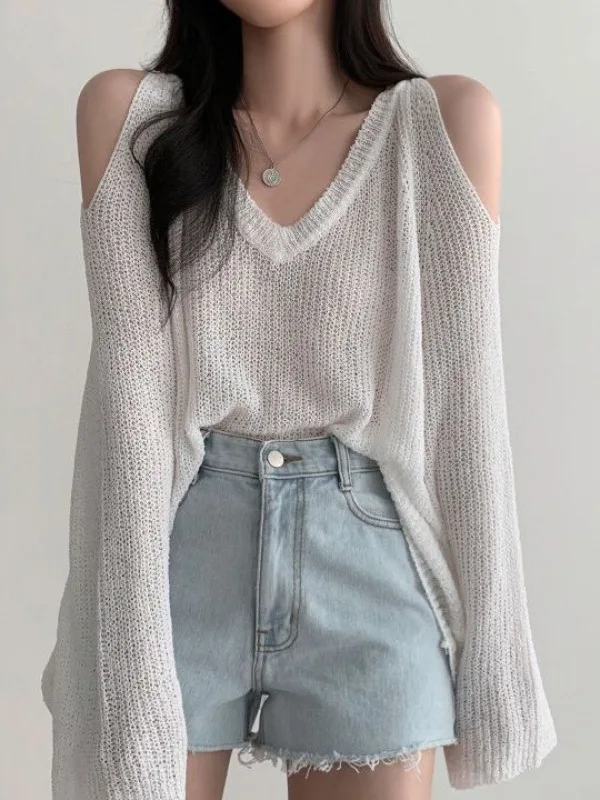 

Loose Long Sve Women's Knitted Sweater Color Comfortable Warm V-Ne Pullover Autumn Faion Casual Knitwear