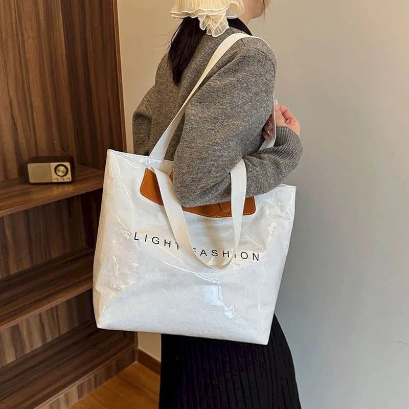 

Желейная сумка для женщин, многоразовая водонепроницаемая сумка на плечо из ПВХ, повседневная холщовая подкладка с буквенным принтом, подарочные сумки для покупок