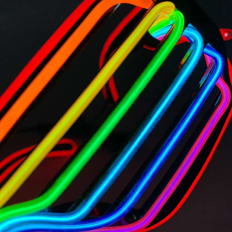 الفلورسنت الملونة متوهجة نظارات LED تضيء نظارات الحفلات للرجال النساء نادي الدعائم قوس قزح النيون نظارات زينة عيد الميلاد
