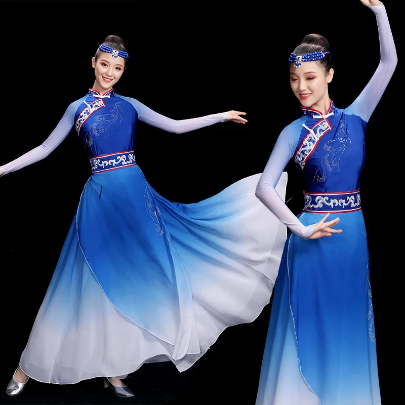 

Tibetan Dance Performance Costume Female Mongolian Dance Dress Chinese Mongolian Dancewear Folk Ancient Festival Tibetan Outfit