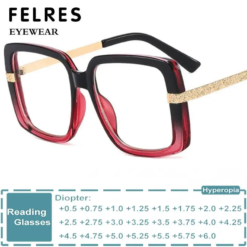 

Fashion Square Prescription Reading Glasses Women Men New Frame Presbyopia Eyeglasses Anti Blue Light Computer Optics Glasses