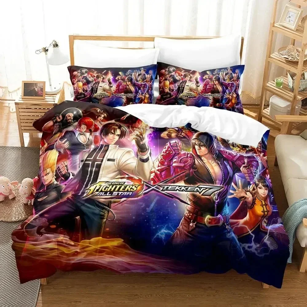

Anime The King Of Fighter Bedding Set Duvet Cover Sheet Printed Bed Set Pillowcase Bed Full Queen King Size Comforter Bedroom