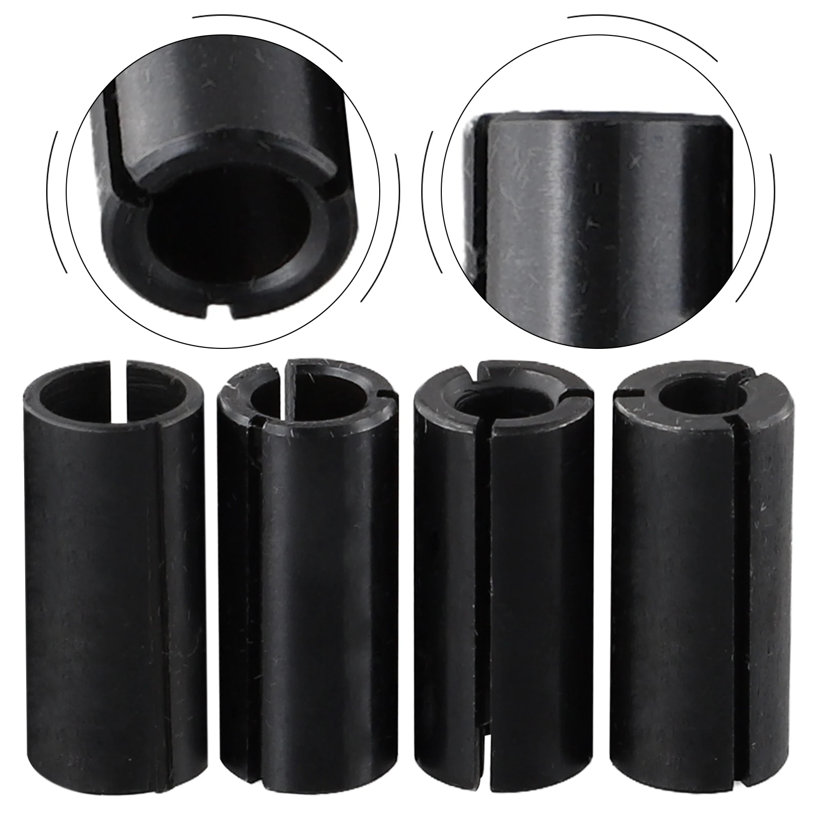 4pcs Milling Cutter Conversion Chuck Large To Small Route Bit Adapter Collet Reducing Sleeve Carbon Steel 12.7mm To 6/6.35/8/10
