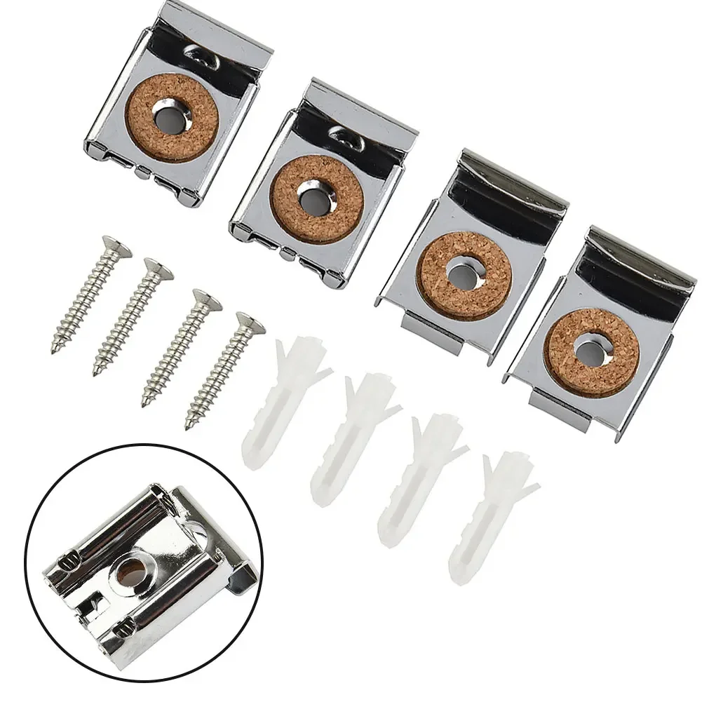 4pcs Bathroom Mirror Glass Wall Mounting Fixing Kit Frame Less Clips With Screws Mounting Hanger Wall Brackets Clamps Hardware