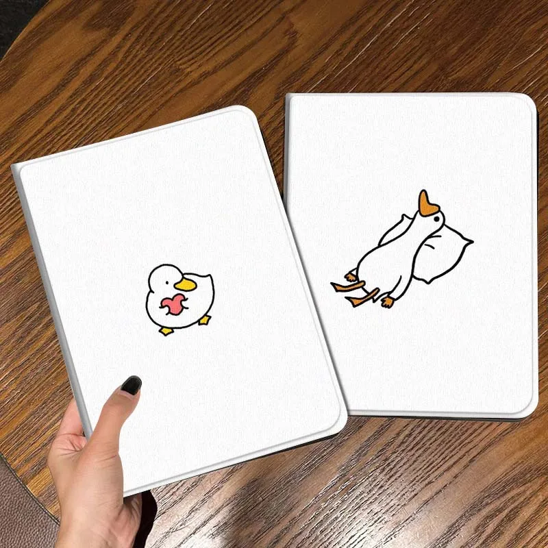 

Милый чехол для планшета с мультяшным рисунком утки, подарок для iPad Pro Air Mini 2 3 4 5 6 7 6th 7th 10th 11th 10.2 9.7 10.5 11, складной чехол для планшета