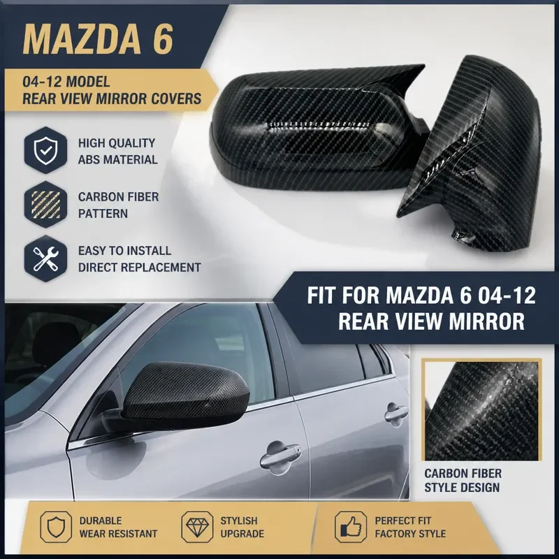 For Mazda 6 Carbon Fiber Rearview Mirror Cover Devil Ear Shell Horn Style Auto Exterior Accessories Modification Parts