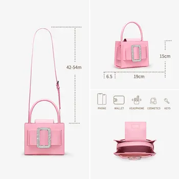 8 best sales Rosa Lederhandtasche - №4