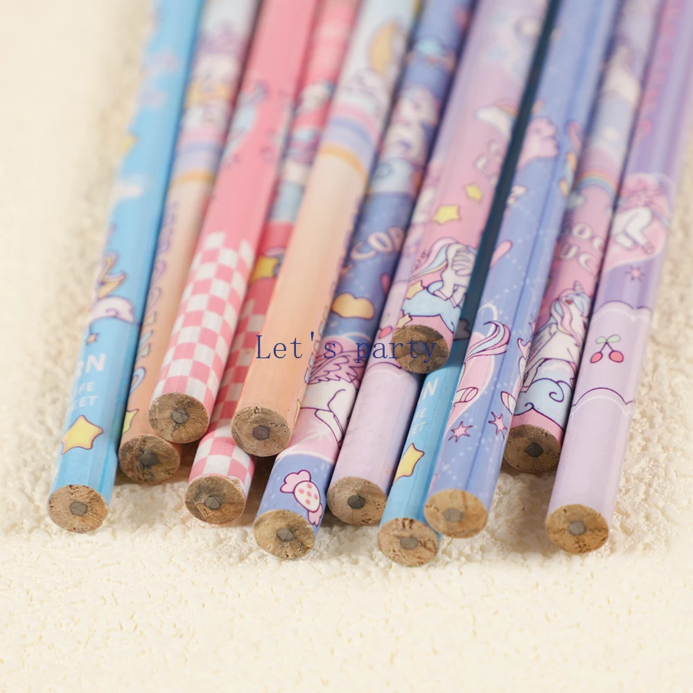 24Pcs Cartoon Unicorn Mermaid HB Writing Painting Pencils for Kids Birthday Party Favors Stationery Gift Bag Pinata Fillers