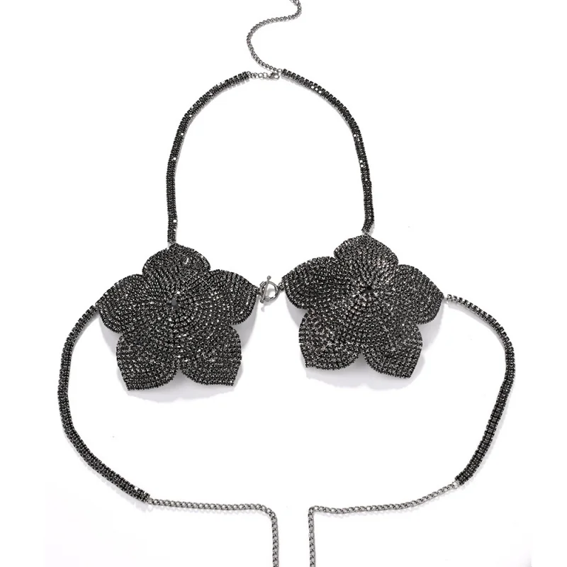 

-Border New Black Flower Bra European and American Fashion Nightclub Party Body Chainbody chain