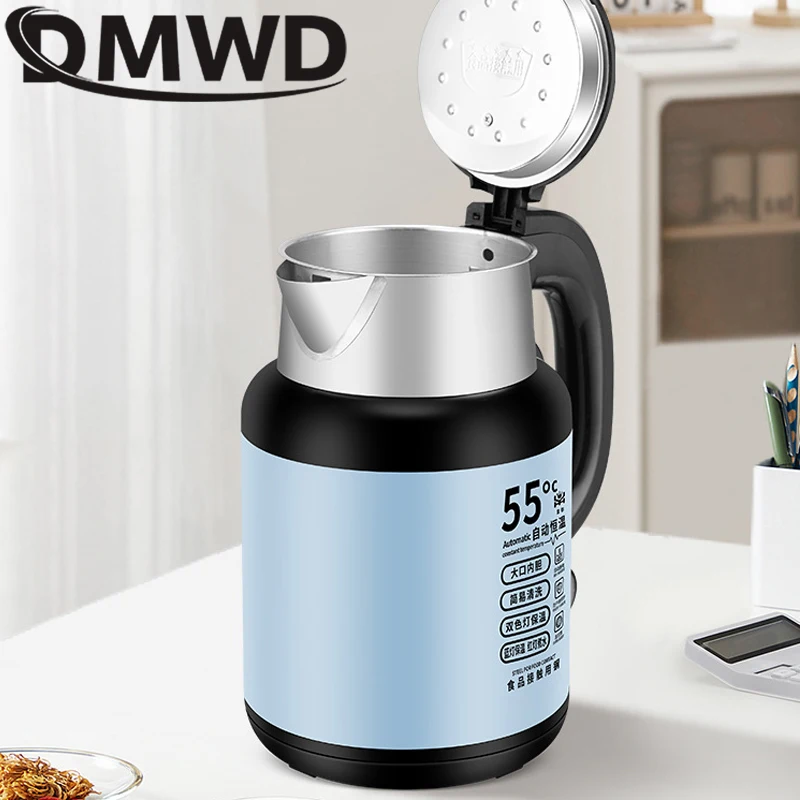 DMWD Electric Kettle 304 Stainless Steel Insulated Electric Kettle Automatic Power Off Hot Water Pot Fast Boiling Tea Pot 3L