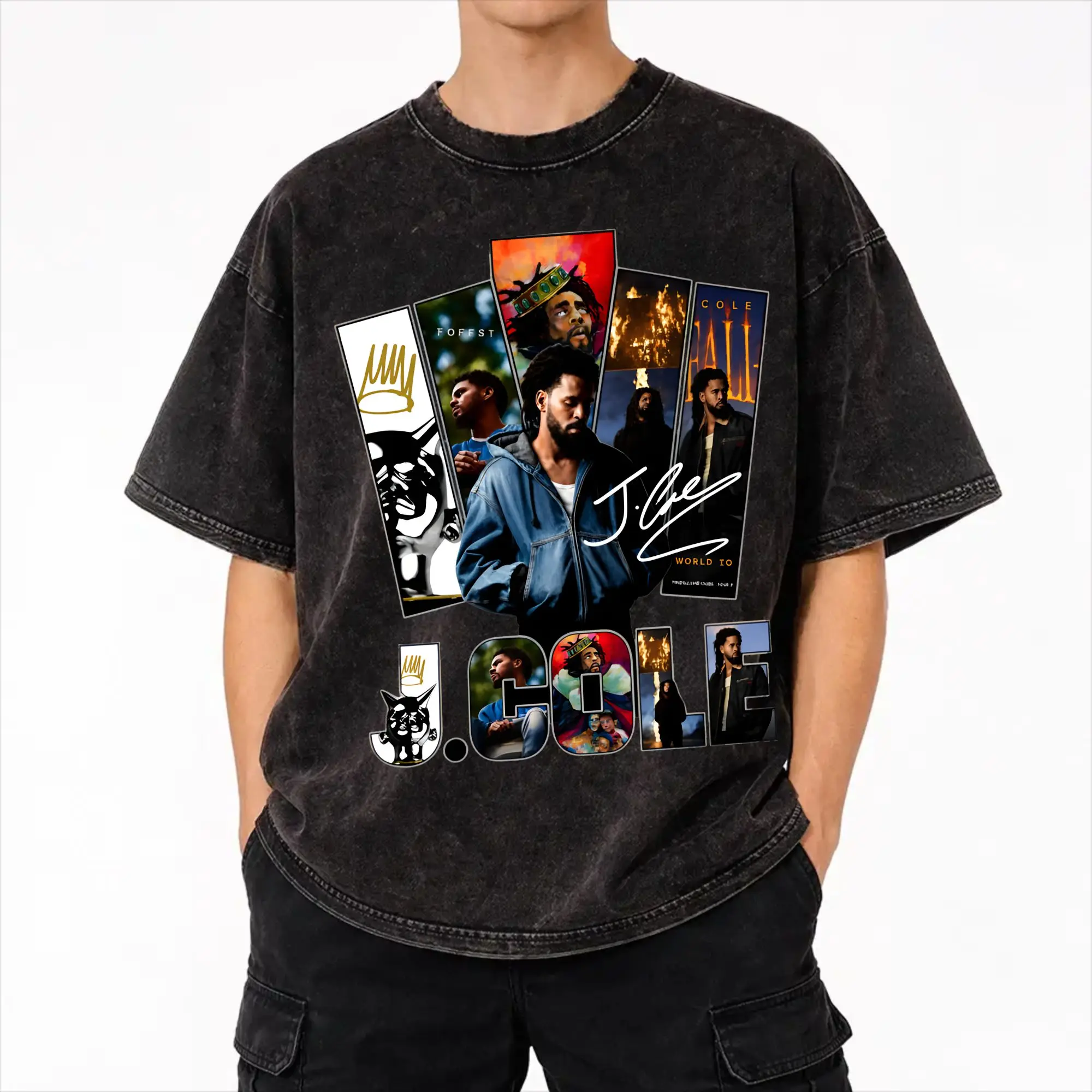 J Cole The Fall Off 2026 Tour T Shirt Hip Hop Washed 100% Cotton Oversize T-Shirt  Fashion Men Women Streetwear Printed Tees