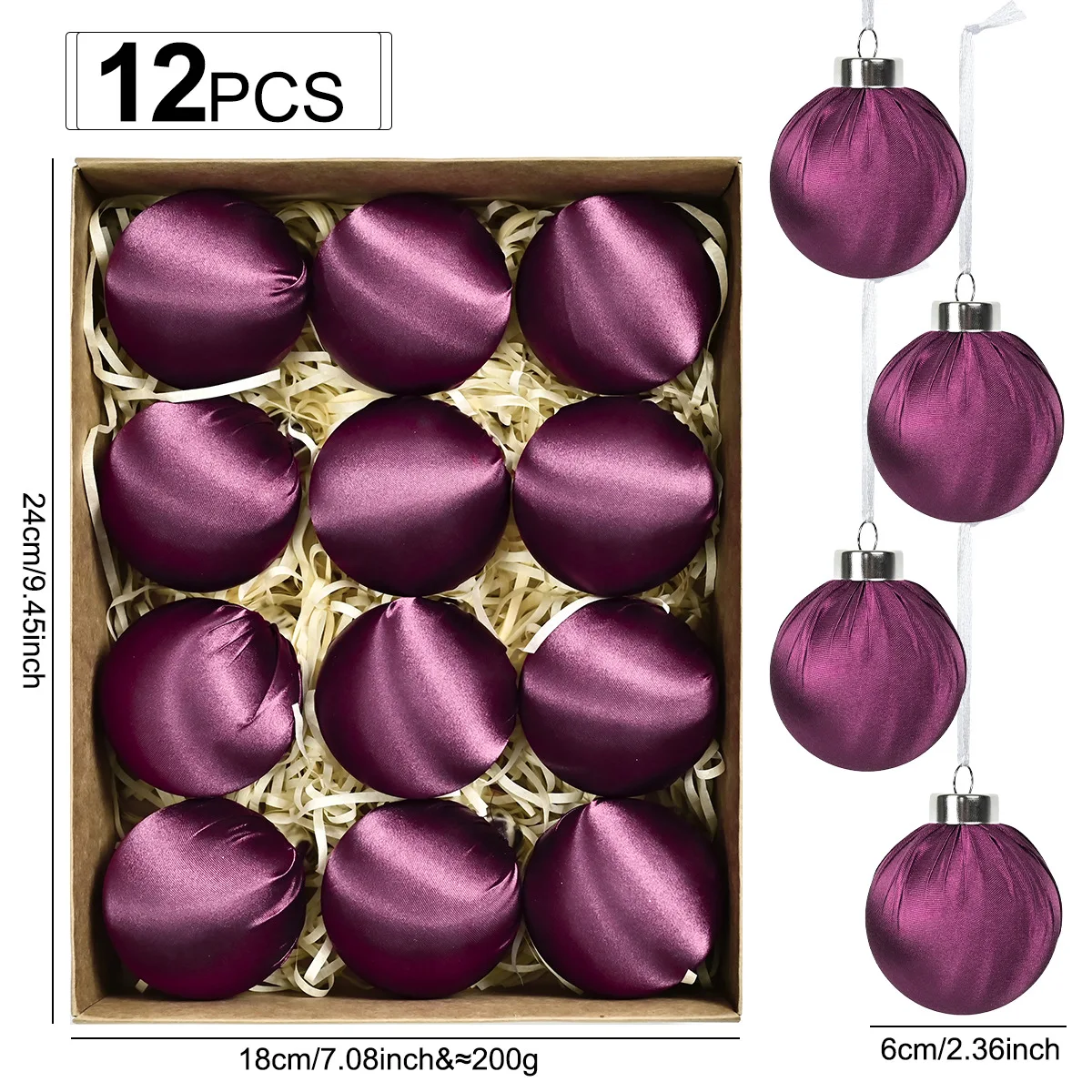 

6CM 12PCS Luxury Christmas Ball Ornaments Glossy Velvet Christmas Tree Party Decoration Christmas Spheres Pendant 2025 New