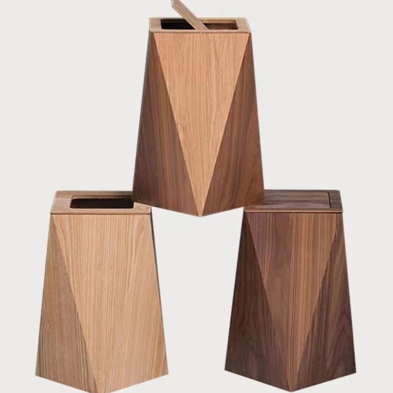 

Wooden trash can household diamond trash can