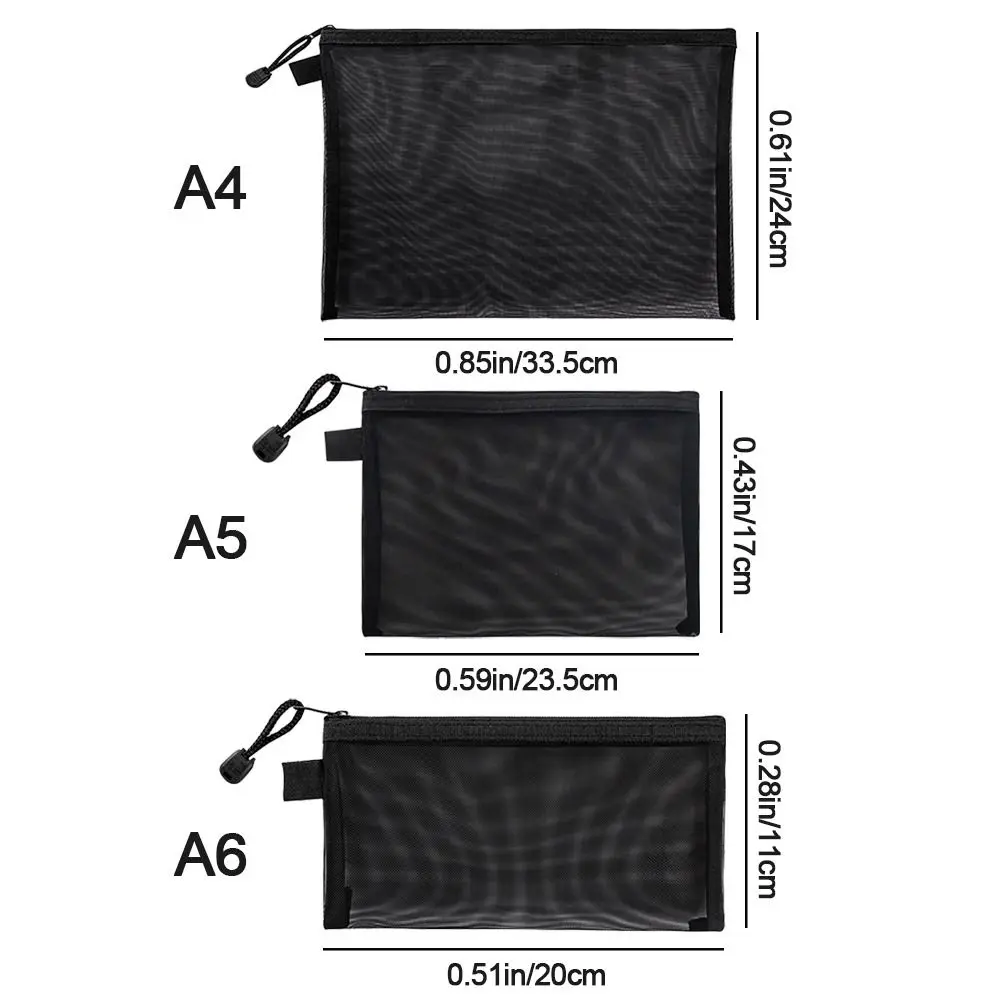 جديد النايلون شبكة ملف حقيبة A4 A5 A6 شفافة القلم حقيبة واضح زيبر الحقيبة لغز حقيبة التخزين اختبار ورقة معلومات حقيبة #6
