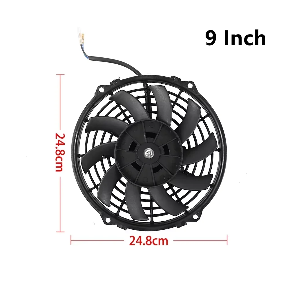 Universal 7/9/10/12/14 Inch 12V 80W 2100RPM Car Air Conditioning Cooling Fan Blade Cool Mounting Kit CF-1001