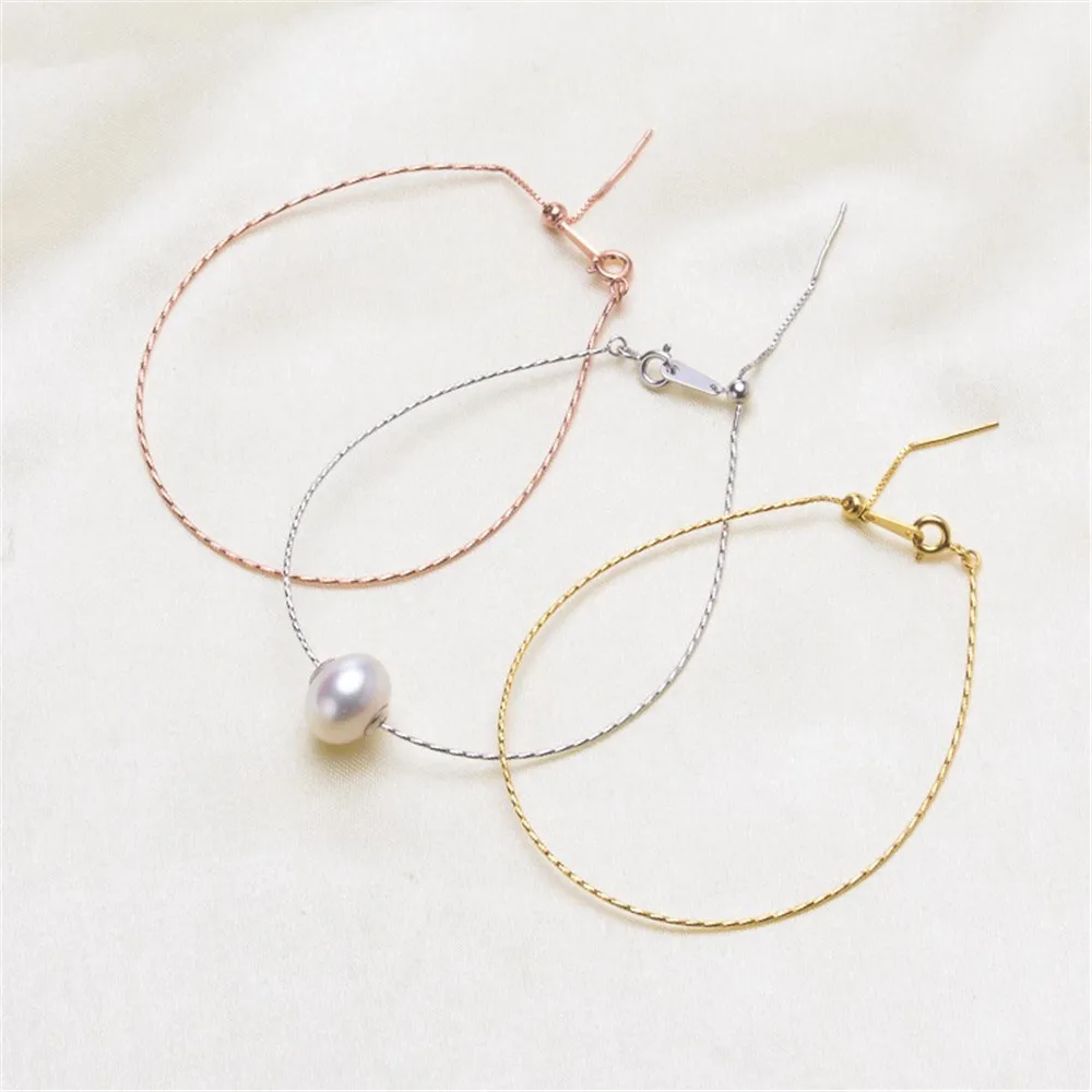 DIY Pearl Accessories S925 Sterling Silver Micro Elastic Pearl Bracelet with Needle Empty Rest Silicone Adjustable Ball Hand Ban