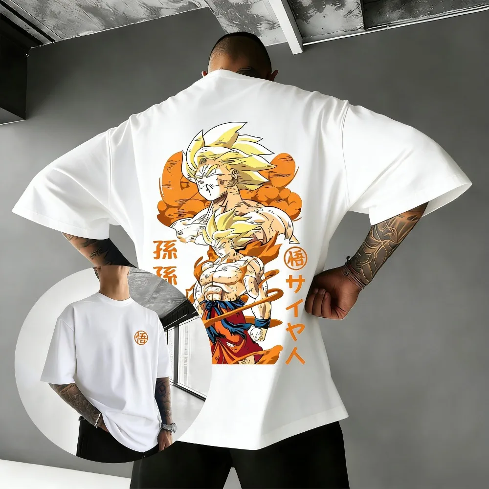 2026 Summer Dragon Ball T-shirt 100% Cotton Oversized Goku Super Saiyan Print Vintage Gym Streetwear Unisex for Men Women Kids - view 2