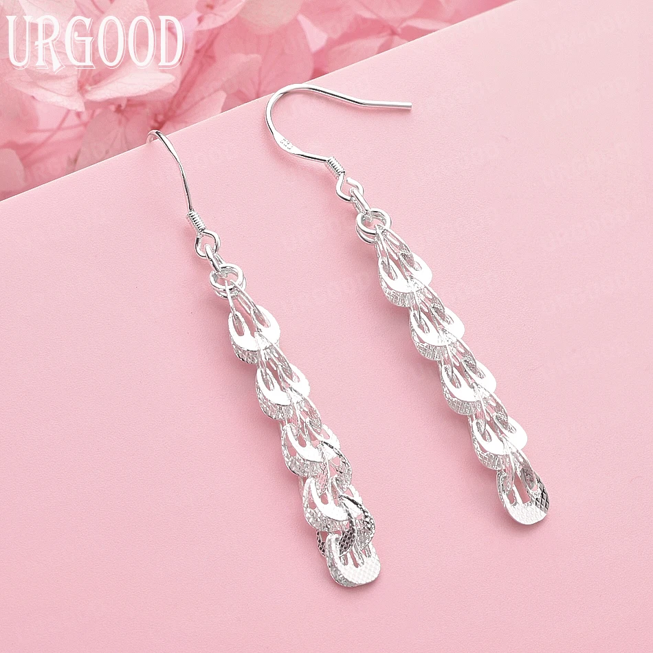 

Серьги-подвески из стерлингового серебра 925 пробы с геометрическим рисунком, женские модные подарки, вечерние, помолвочные, свадебные, очаровательные ювелирные изделия