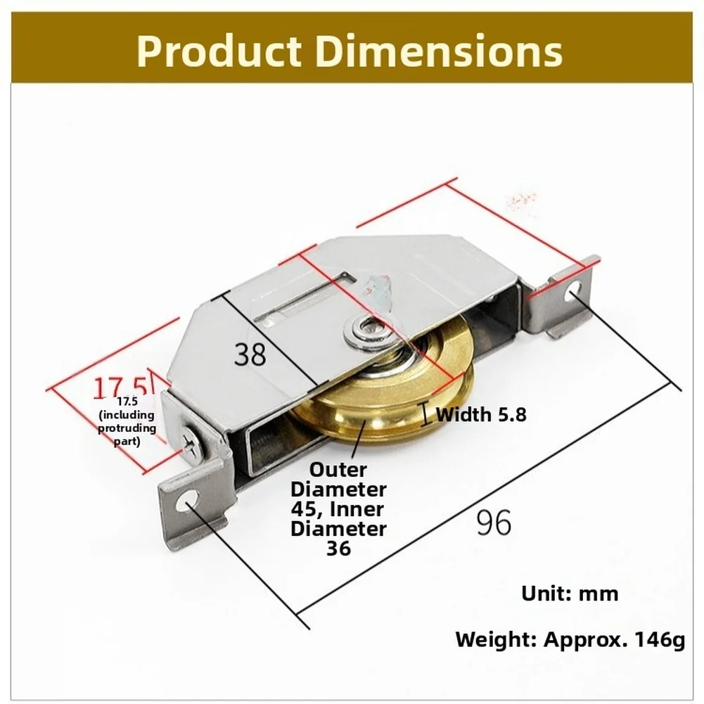 Stainless Steel Sliding Door Wheel With Copper Bearing For Aluminum  FOR Wardrobe Furniture Hardware Part