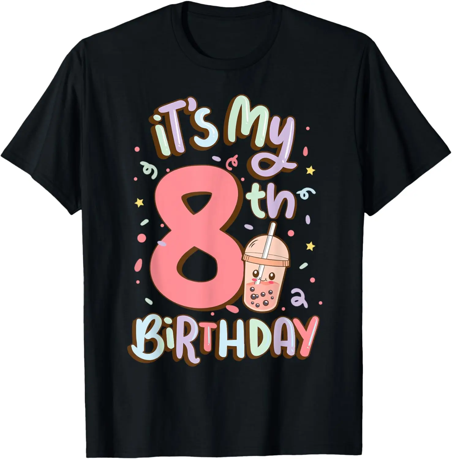 

It's My 8th Birthday 8 Yrs Old Bday Bubble Boba Tea Anime T-Shirt
