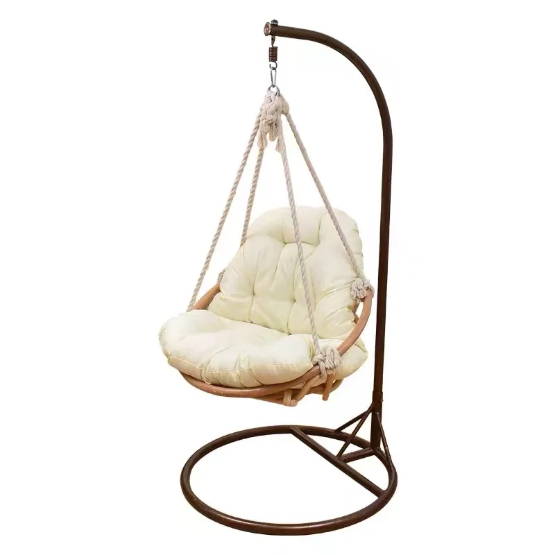 Real Rattan Swing Balcony Hanging Chair Real Rattan Cotton Rope Home Use Homestay Indoor Outdoor Hanging Basket Rattan Chair