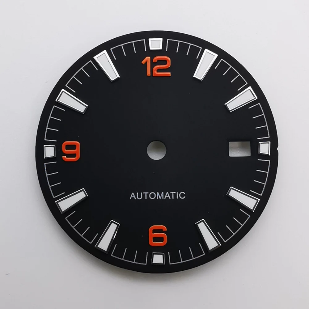 31mm sterile black blue white gray luminous watch dial fit NH35 movement