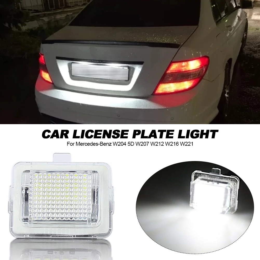 2Pcs LED License Number Plate Light For Mercedes Benz W204 W205 W212 W216 W218 W221 CLA W222 W231 W166 R172 C117 2011 2012 2013-