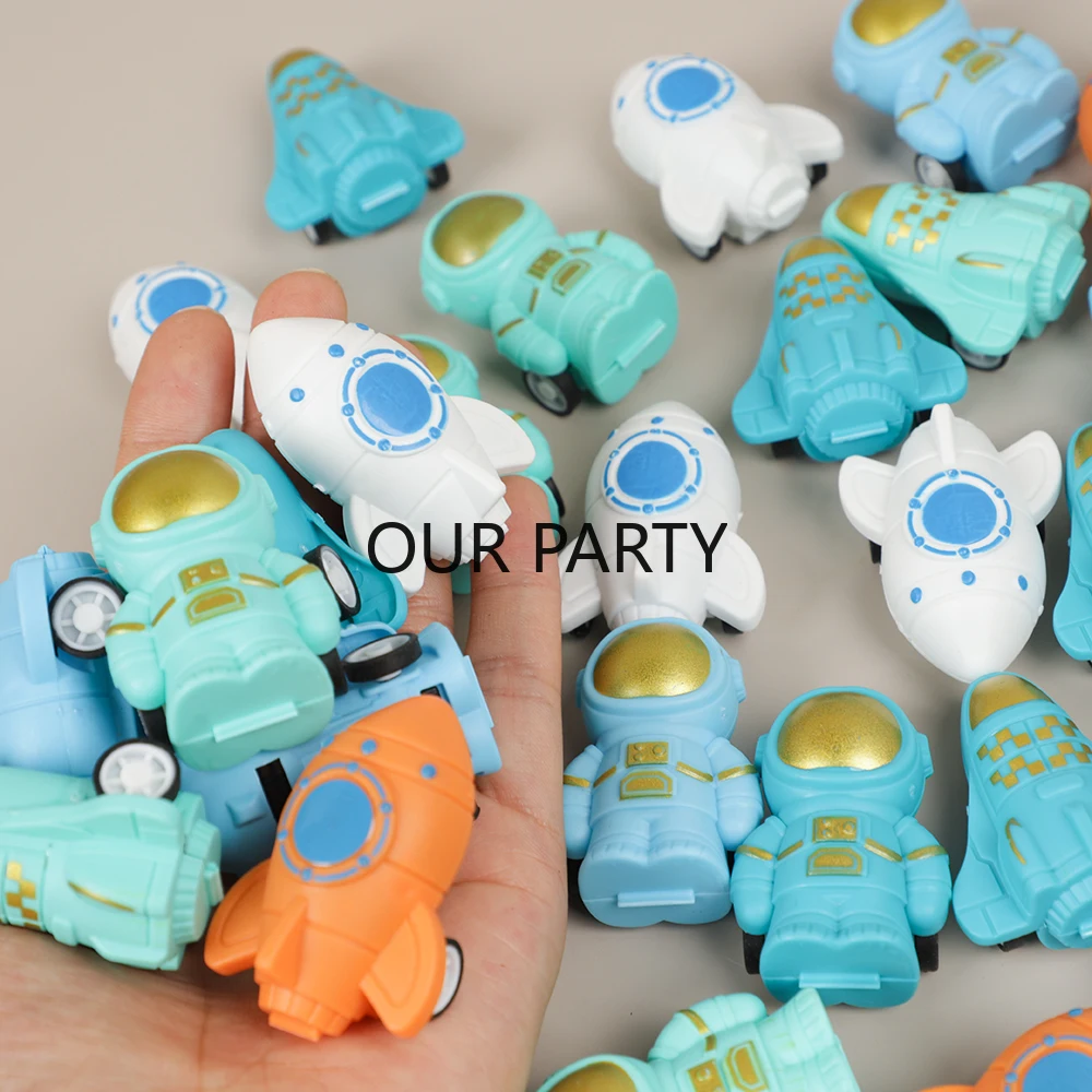 15Pcs Cartoon Outer Space Astronaut Rocket Pull Back Cars Toy for Kids Birthday Party Favors Back To School Gifts Goodie Bag