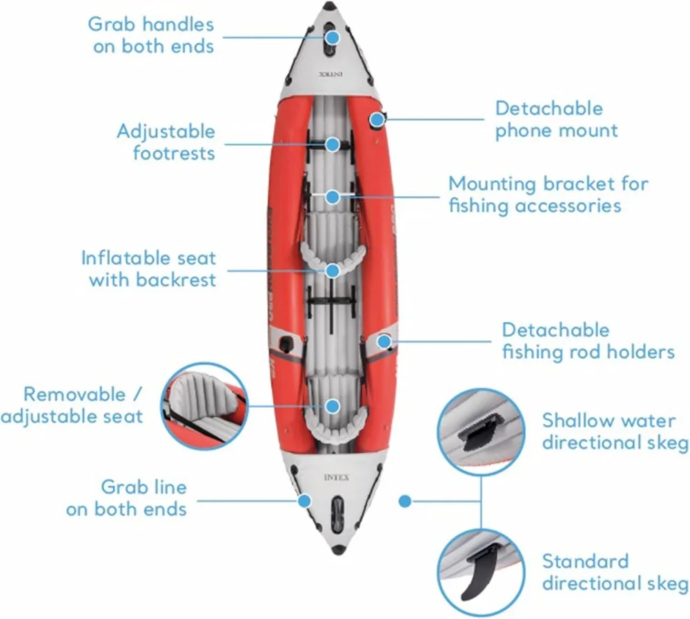 K2 Inflatable Kayak Set: Includes Deluxe 86in Kayak Paddles and High-Output Pump