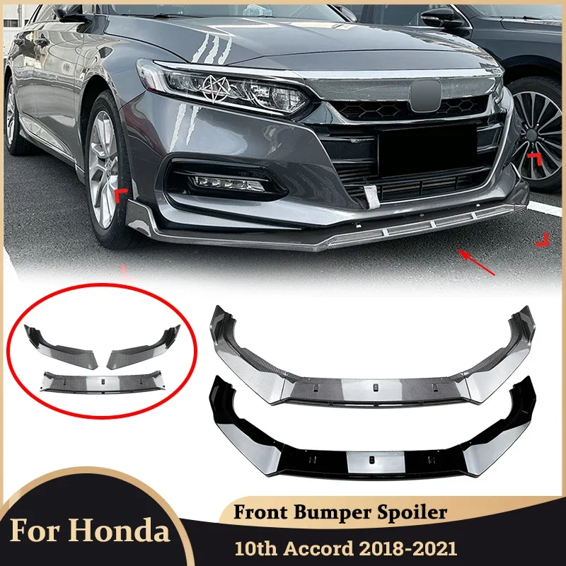 Hot Sale for Honda 10th Accord 2018-2021 Front Bumper Lip Spoiler Splitter Diffuser Bumper Canard Lip Protector Modification