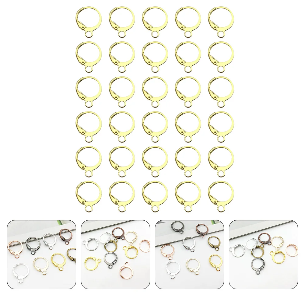 100 Pcs Round French Earhooks Affordable Jewelry Lever Earring Women's DIY Making Supplies Accessory Plating Alloy Parts