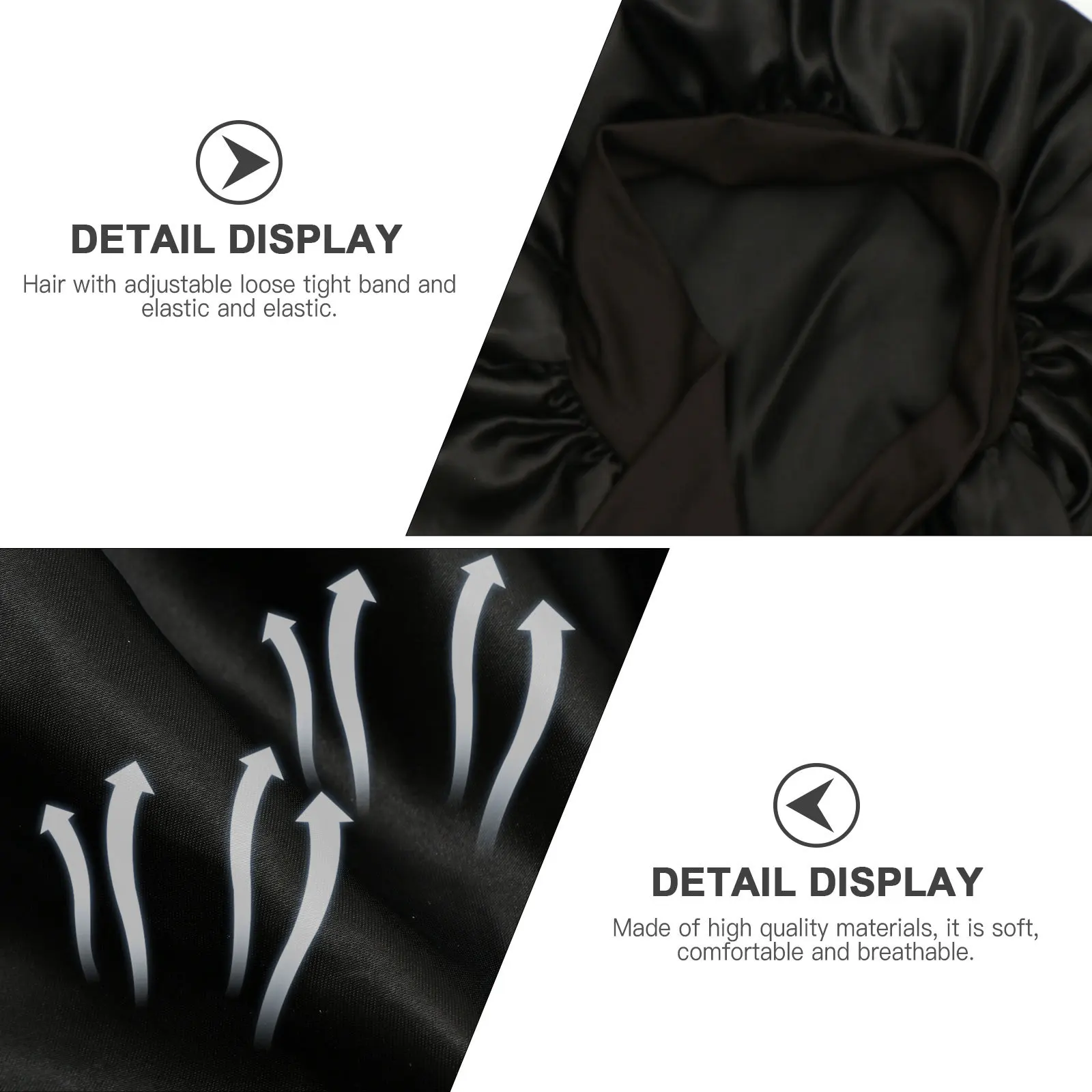 

Satin Bowknot Hair Bonnet Large Elastic Band Sleeping Cap Wide-Brimmed Hair Protection Prevent