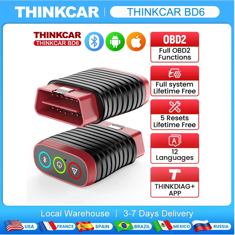 

Thinkcar BD6 Car Diagnostic Scanner Support BLEED BRAKE ETS IMMO OIL Reset Lifetime Free Update OBD2 Scan Tool VS Mucar BT200