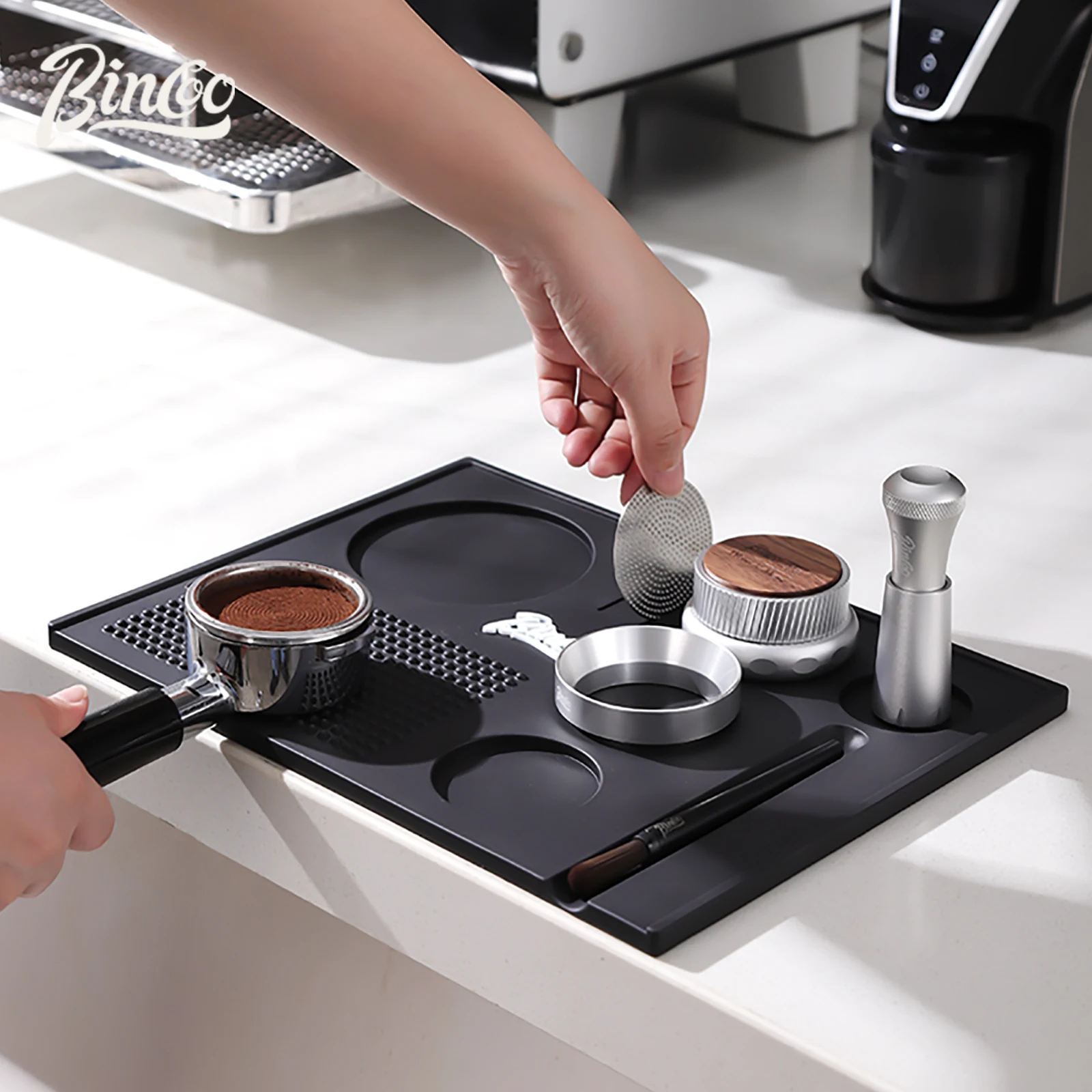

Bincoo Espresso Tamper Mat Station Stand Portafilter Non Slip Holder Support Base Rack For 51MM-58MM Coffee Barista Accessories